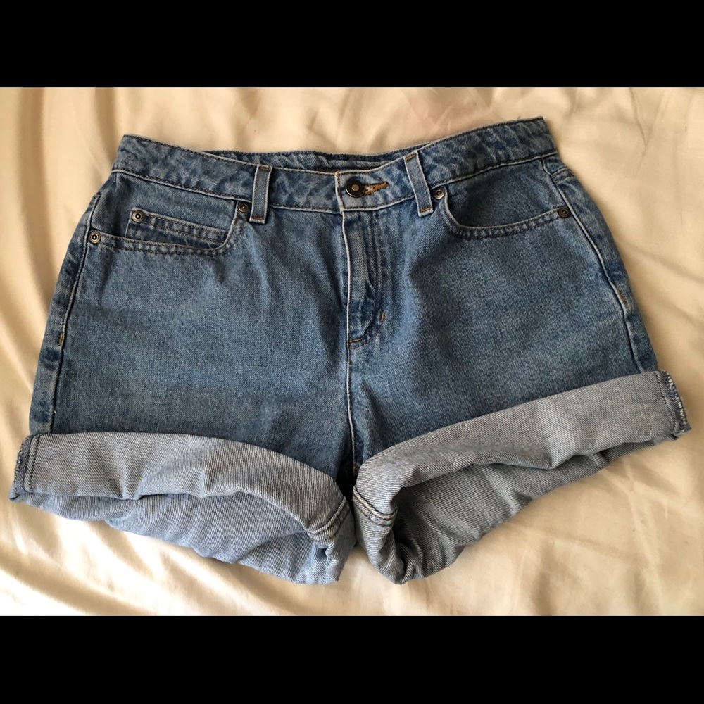 High waisted denim jean shorts